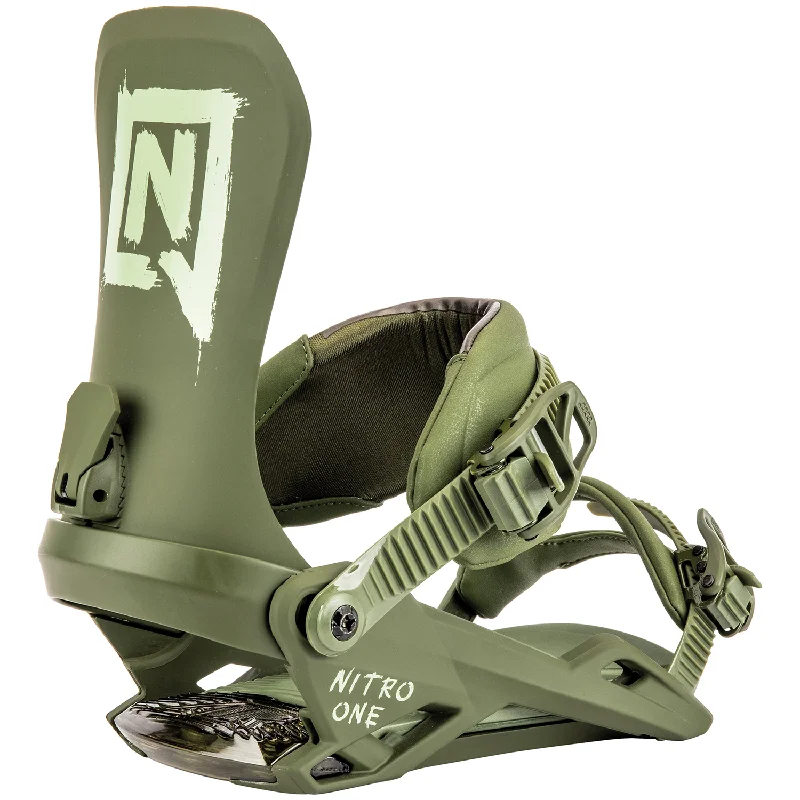 Nitro One Mens Snowboard Bindings Olive