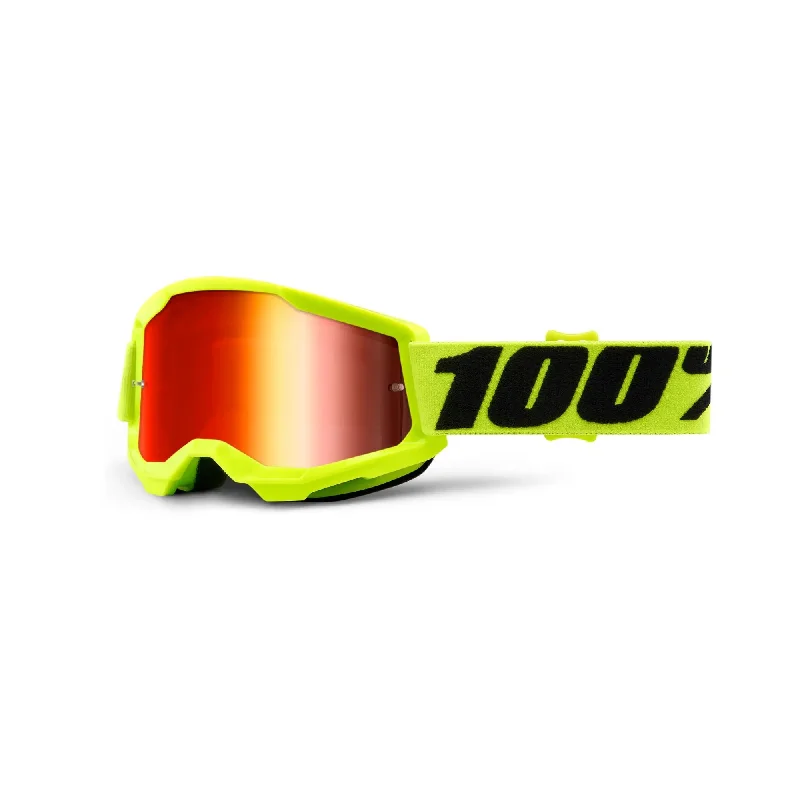 100% Strata 2 Youth Goggles Yellow / Red Mirror Lens