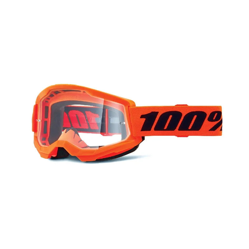 100% Strata 2 Goggles Neon Orange / Clear Lens