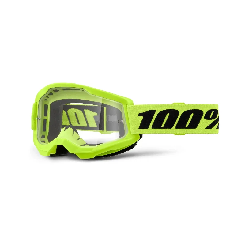 100% Strata 2 Goggles Neon Yellow / Clear Lens