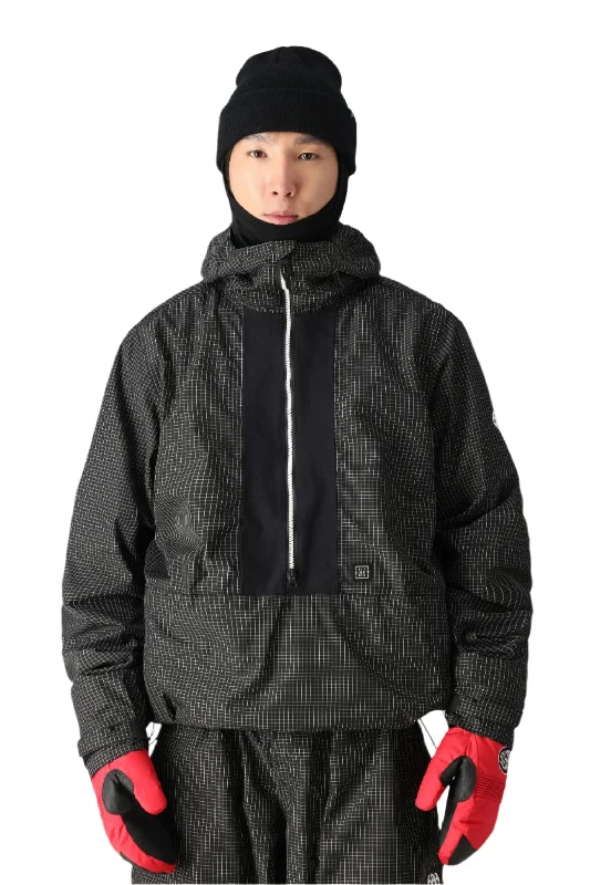 686 Ghost 2.5L Anorak Snowboard Jacket Black Grid Colourblock 2025