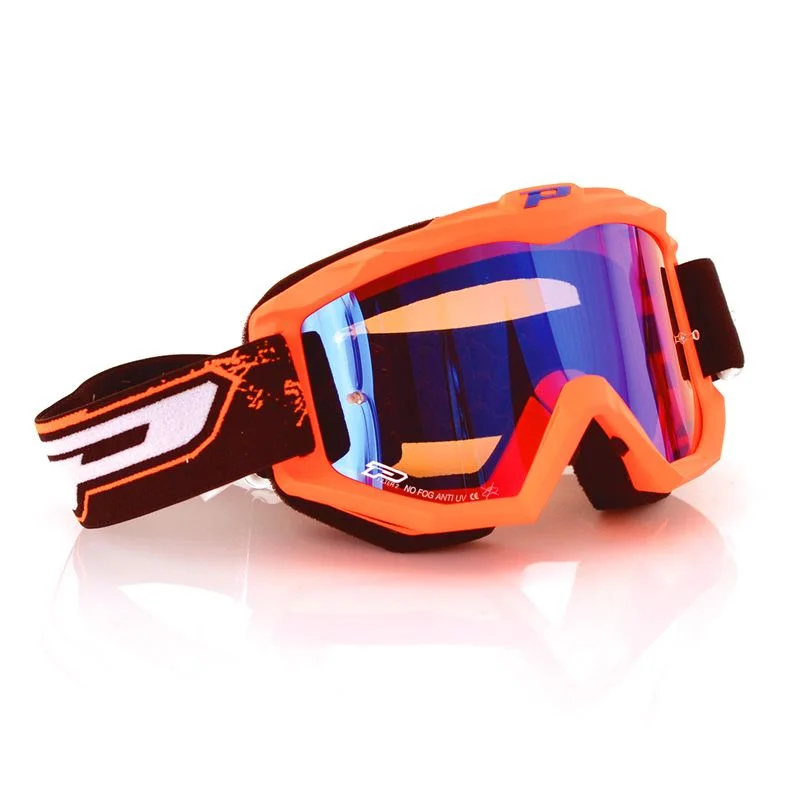 Pro Grip Goggles Off-Road Fluo Matt Orange 3204 Lens Mirrored Blue