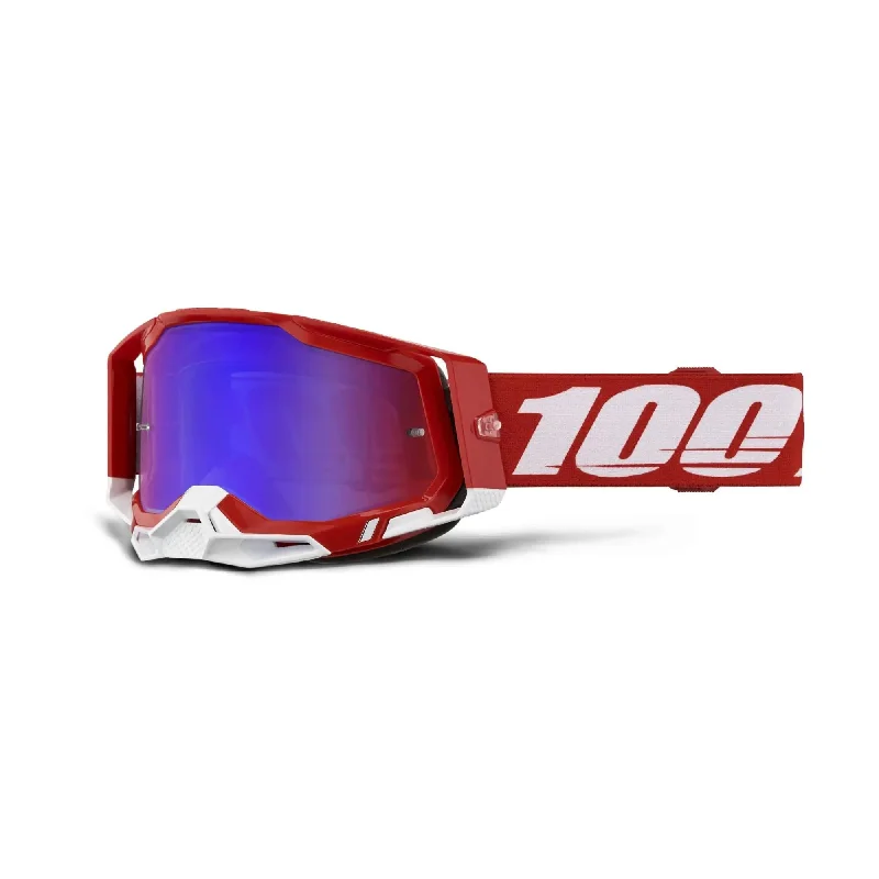 100% Racecraft 2 Goggles Red / Mirror Red/Blue Lens