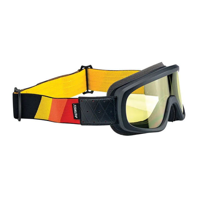 Biltwell Overland 2.0 Tri-Stripe Goggles Black Red / Yellow / Orange