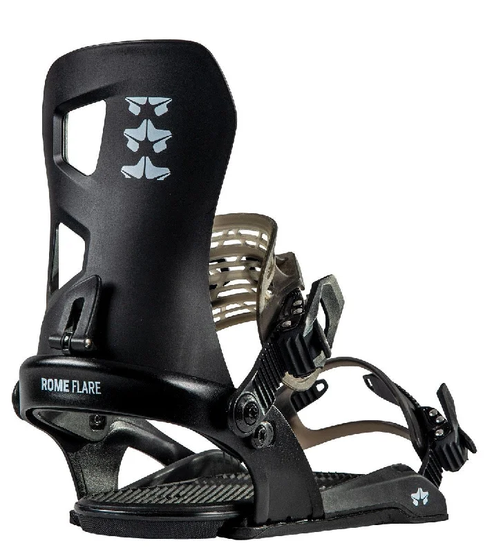 Rome Flare Snowboard Bindings, Size Medium/Large (Womens US 9+), Black New 2024