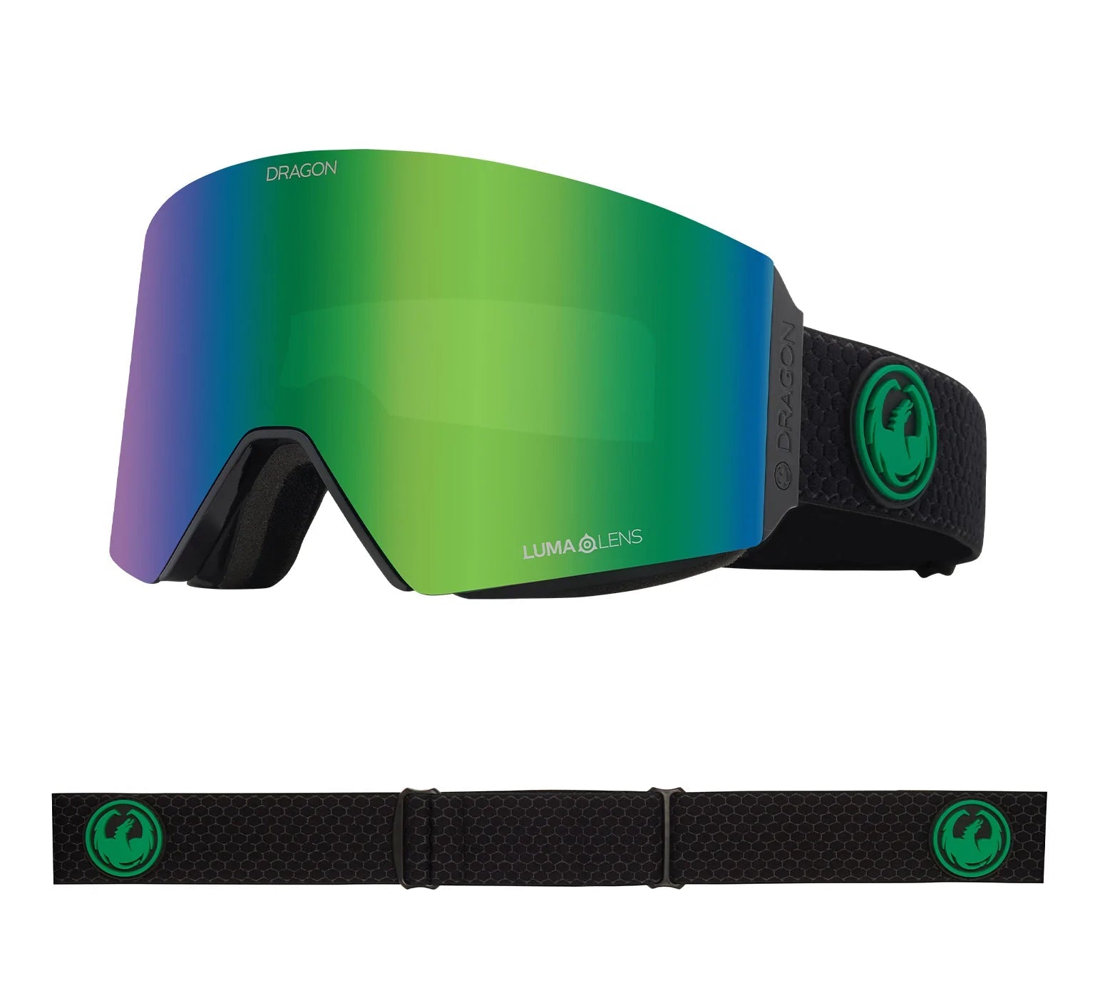 DRAGON RVX MAG OTG Split - Lumalens Green Ion + Lumalens Amber Snow Goggle