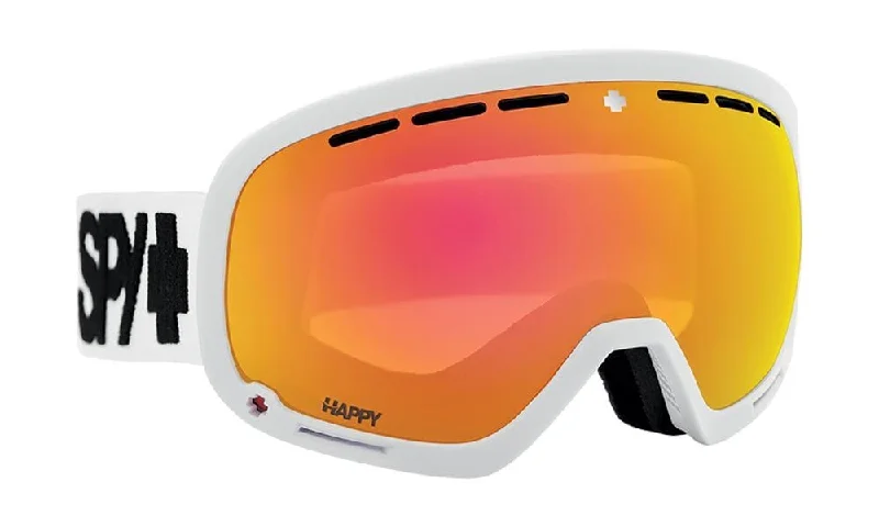 SPY Marshall Matte White - Happy ML Rose With Red Spectra Mirror Snow Goggle