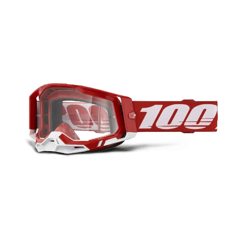 100% Racecraft 2 Goggles Red / White / Clear Lens