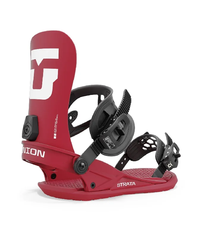 Union Strata Snowboard Bindings Men's Large (US 10.5-13) Burgundy New 2025