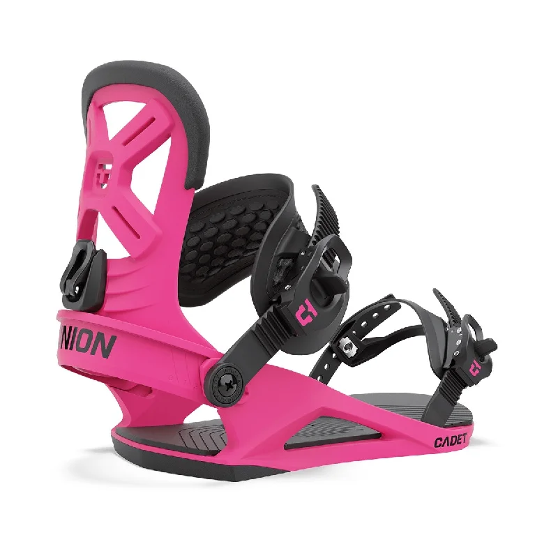 Union Cadet Kids Snowboard Bindings Hot Pink