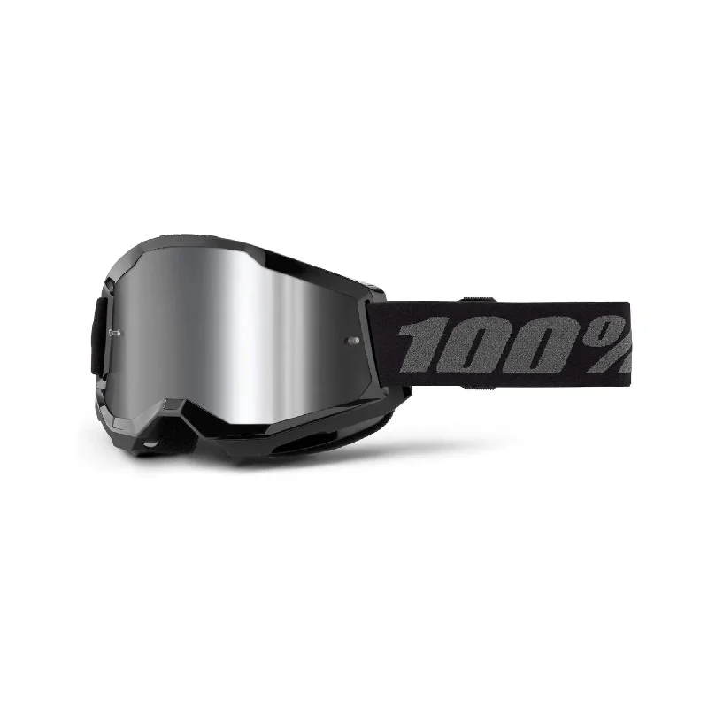 100% Strata 2 Goggles Black / Silver Mirror Lens