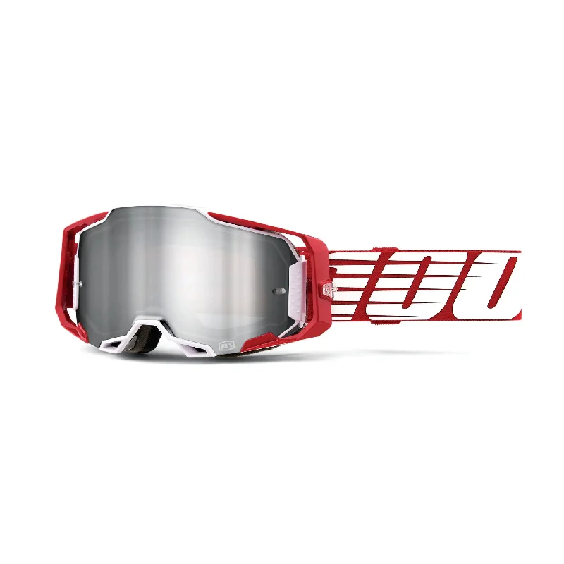 100% Armega Goggles Deep Red / Flash Silver Lens