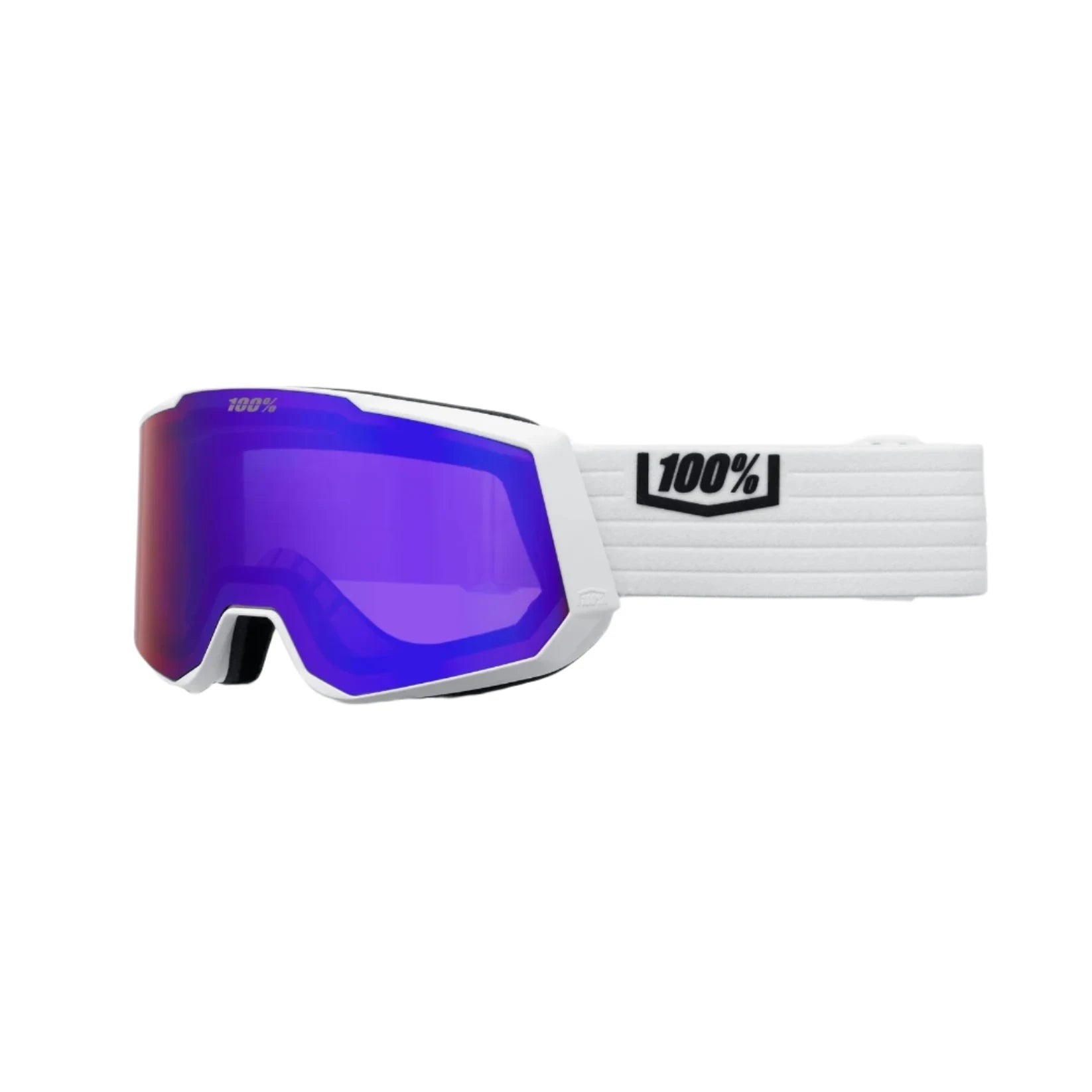 100% Snowcraft XL White - HiPER Violet Mirror + HiPER Silver Flash Mirror Snow Goggle