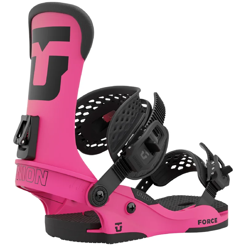 Union Force Mens Snowboard Bindings (Team High Back) Hot Pink